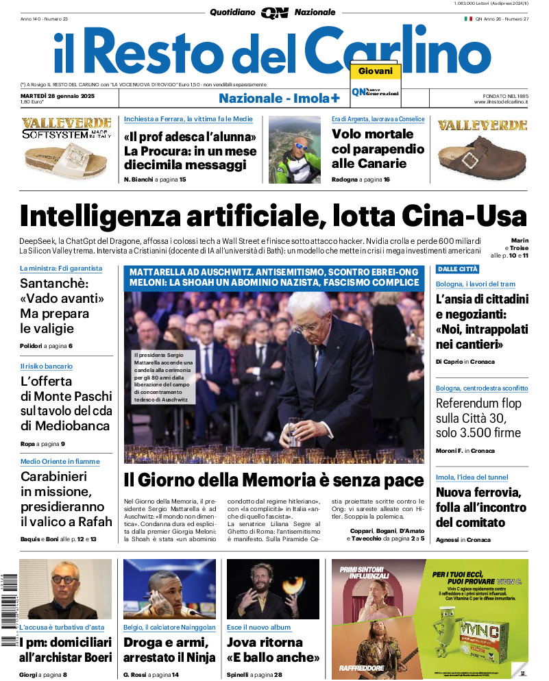 Prima-pagina-il resto del carlino-edizione-di-oggi-20250128